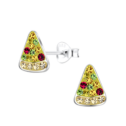 Clous d'oreilles pizza en argent - FR18678