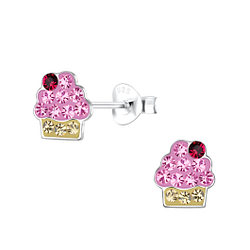 Clous d'oreilles cupcake en argent - FR19059