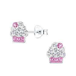 Clous d'oreilles cupcake en argent - FR19056