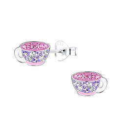 Clous d'oreilles tasse de thé en argent - FR18683