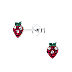 Clous d'oreilles framboise en argent - FR19090