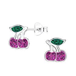 Clous d'oreilles cerise en argent - FR19456