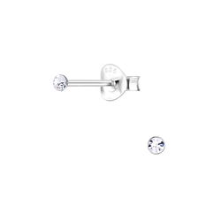 Clous d'oreilles cristal rond de 2 mm en argent - FR1706