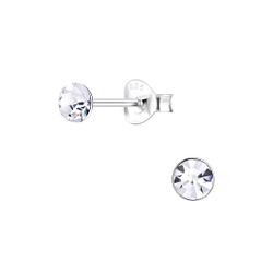 Clous d'oreilles cristal rond de 4 mm en argent - FR1709