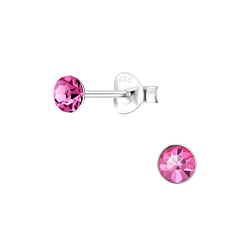 Clous d'oreilles cristal rond de 4 mm en argent - FR1709