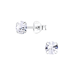 Clous d'oreilles cristal rond de 5 mm en argent - FR1473