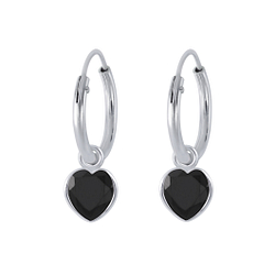 Boucles d'oreilles créoles avec breloques cœur de 4 mm en zirconium en argent - FR2253