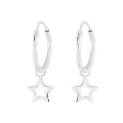 Boucles d'oreilles créoles avec breloques étoile en argent - FR4735