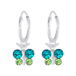 Boucles d'oreilles créoles avec breloques papillon en cristal en argent - FR5283