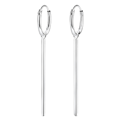 Boucles d'oreilles créoles avec breloques barre en argent - FR4974