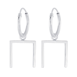 Boucles d'oreilles créoles géométrique en argent - FR4743