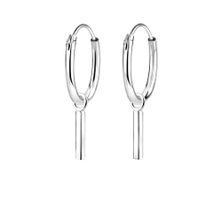 Boucles d'oreilles créoles avec breloques barre en argent - FR4977