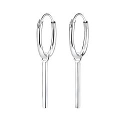 Boucles d'oreilles créoles avec breloques barre en argent - FR4987