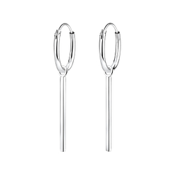 Boucles d'oreilles créoles avec breloques barre en argent - FR4982