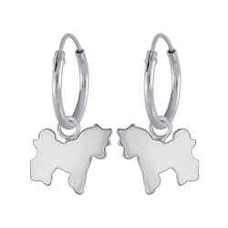 Boucles d’oreille anneaux avec breloques licorne en argent - FR3887