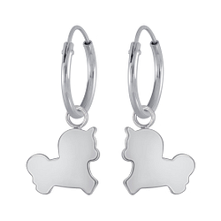 Boucles d’oreille anneaux avec breloques licorne en argent - FR3906