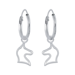 Boucles d'oreilles créoles avec breloques licorne en argent - FR2606