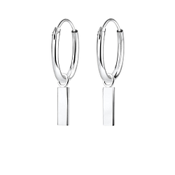 Boucles d'oreilles créoles avec breloques barre en argent - FR4967