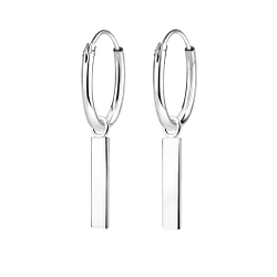 Boucles d'oreilles créoles avec breloques barre en argent - FR4969