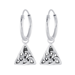 Boucles d'oreilles créoles avec breloques triangle celtique en argent - FR4455