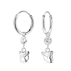 Boucles d'oreilles anneau avec breloques cheval en argent - FR17867