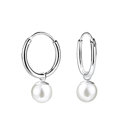 Boucles d'oreilles breloque perle de 6 mm en argent - FR19960