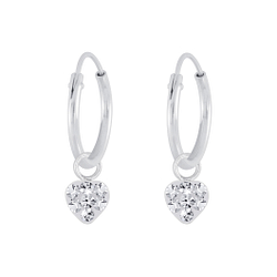 Boucles d'oreilles créoles avec breloques coeur en cristal en argent - FR5617