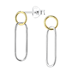 Clous d'oreilles cercle et ellipse en argent - FR15918