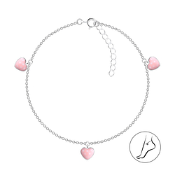 Bracelet de cheville coeur en argent - FR18342