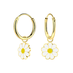 Boucles d'oreilles breloque marguerite plaqué or - FR6772