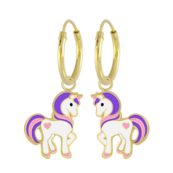 Boucles d'oreilles breloque licorne plaqué or - FR5369