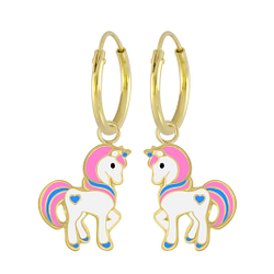 Boucles d'oreilles breloque licorne plaqué or - FR5429