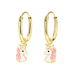 Boucles d'oreilles breloque licorne plaqué or - FR2434