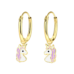 Boucles d'oreilles breloque licorne plaqué or - FR2430