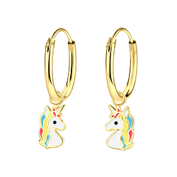 Boucles d'oreilles breloque licorne plaqué or - FR2436