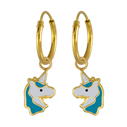 Boucles d'oreilles breloque licorne plaqué or - FR2953