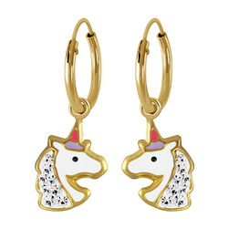 Boucles d'oreilles breloque licorne plaqué or - FR2504