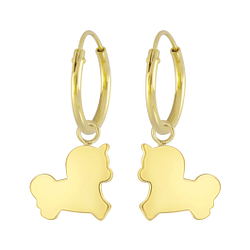 Boucles d'oreilles breloque licorne plaqué or - FR6807