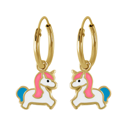 Boucles d'oreilles breloque licorne plaqué or - FR2365