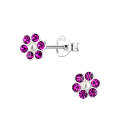 Clous d'oreilles fleur en argent - FR21014