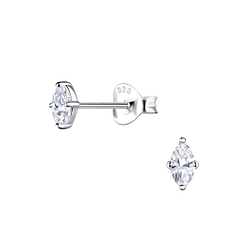 Clous d'oreilles marquise zirconium 2 x 4 mm en argent - FR20883