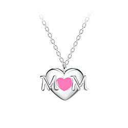 Collier coeur mom en argent - FR21295