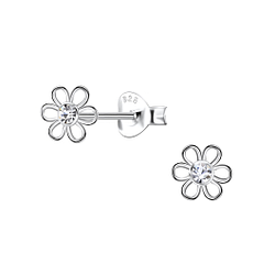 Clous d'oreilles fleur en argent - FR21453