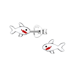 Clous d'oreilles requin en argent - FR21648