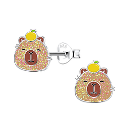 Clous d'oreilles capybara en argent - FR21686