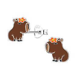 Clous d'oreilles capybara en argent - FR21682