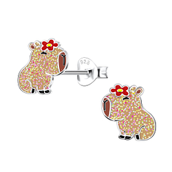 Clous d'oreilles capybara en argent - FR21683