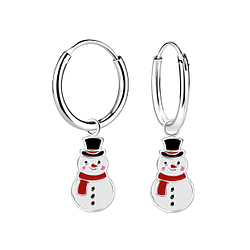 Boucles d'oreilles avec breloques bonhomme de neige en argent - FR13863