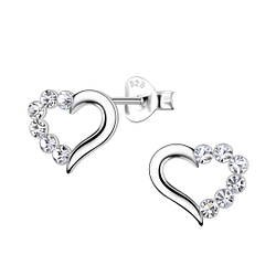 Sterling Silver Heart Ear Studs - FR21806