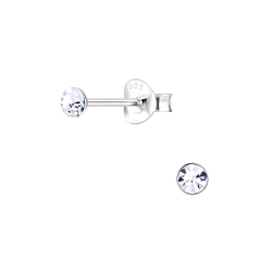 Clous d'oreilles cristal rond de 3 mm en argent - FR1708